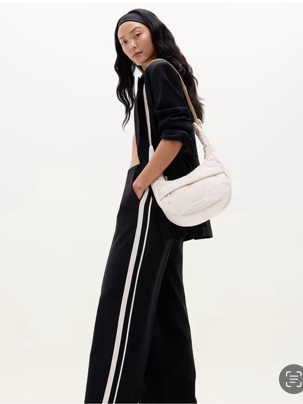 Athleta NEW MVP Mid Rise Side Stripe Pant Navy Womens L Activewear Athleisure